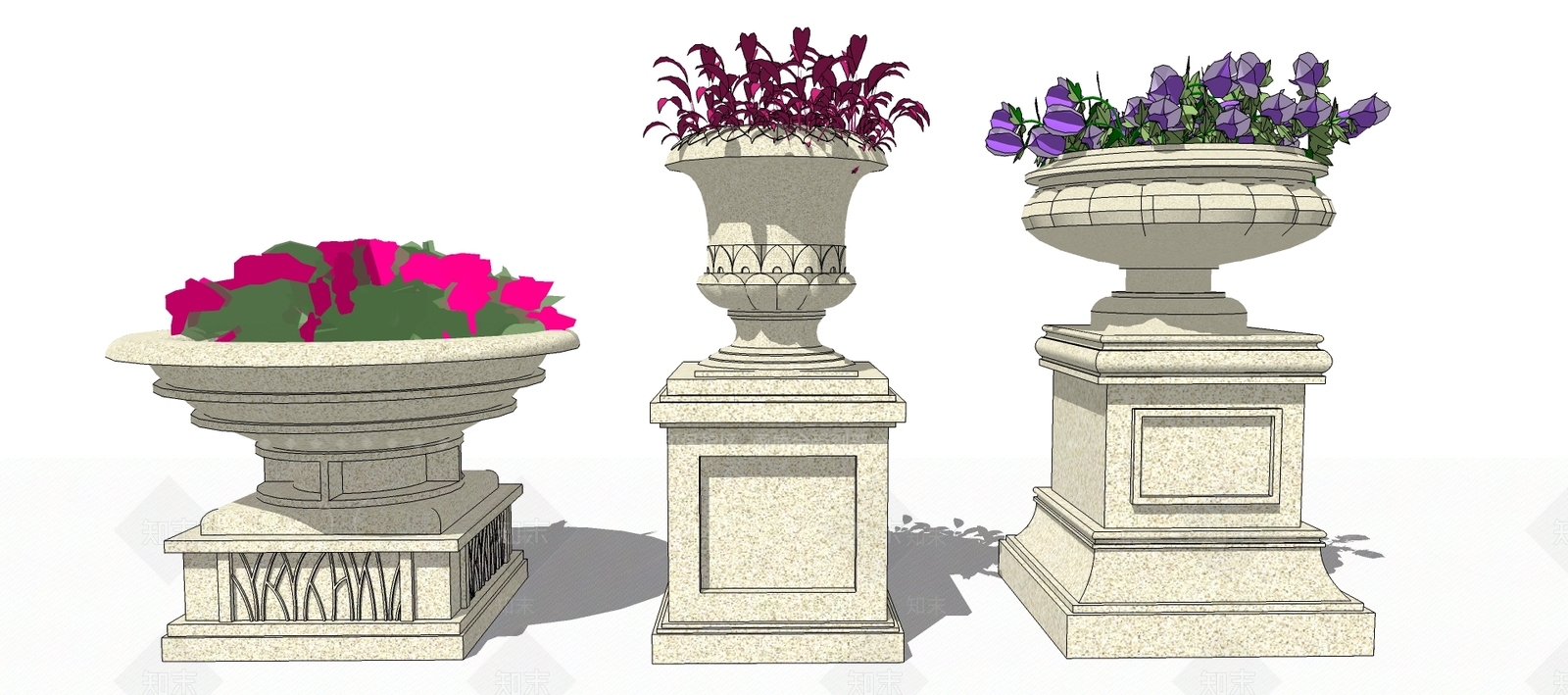 欧式花钵SU模型下载【ID:1100458700】