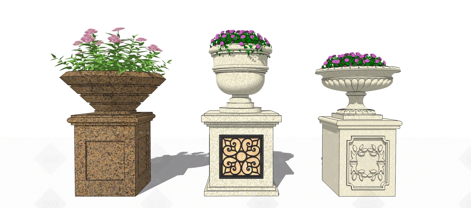 欧式花钵SU模型下载【ID:1100458707】