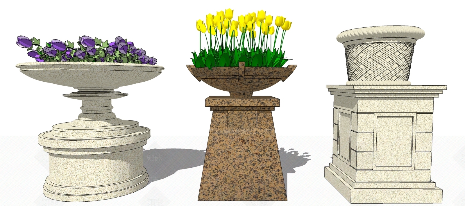 欧式花钵SU模型下载【ID:1100458848】