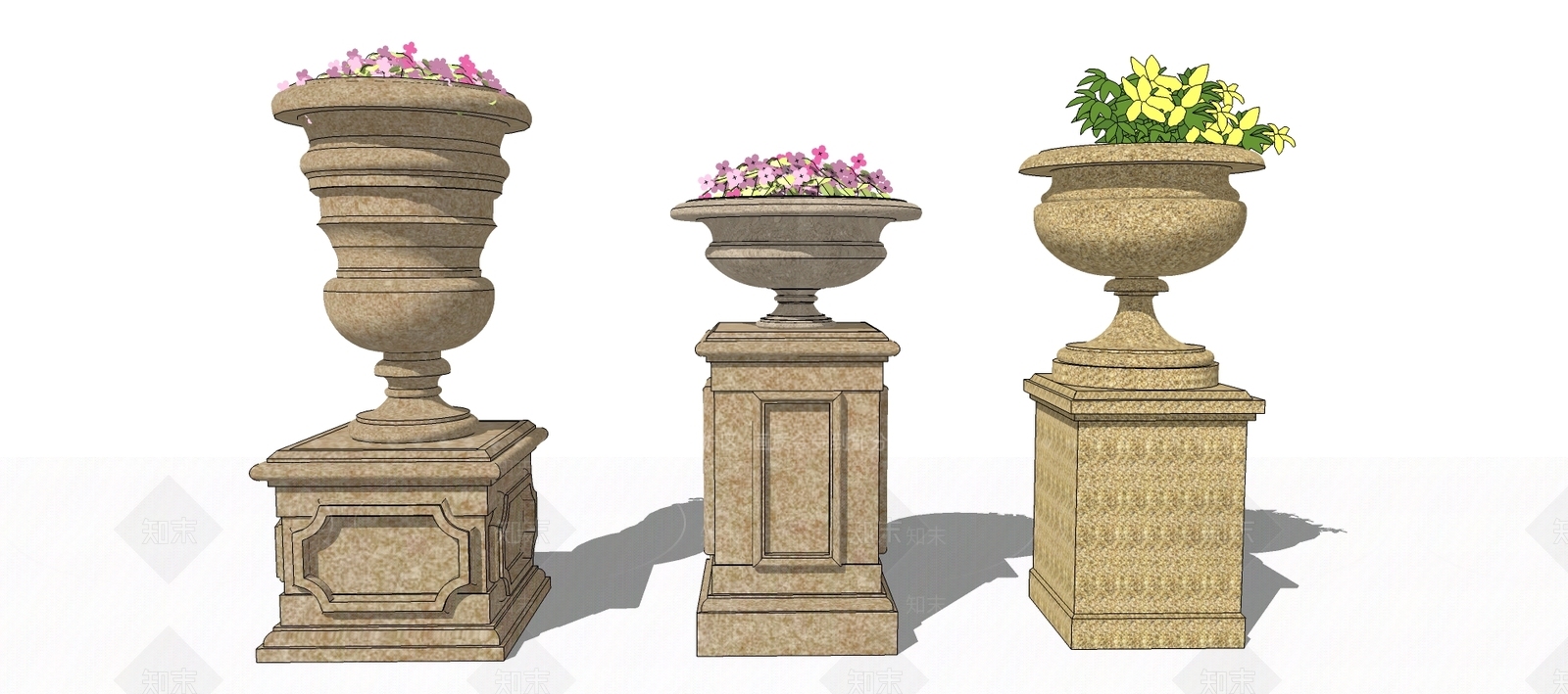 欧式花钵SU模型下载【ID:1100458980】