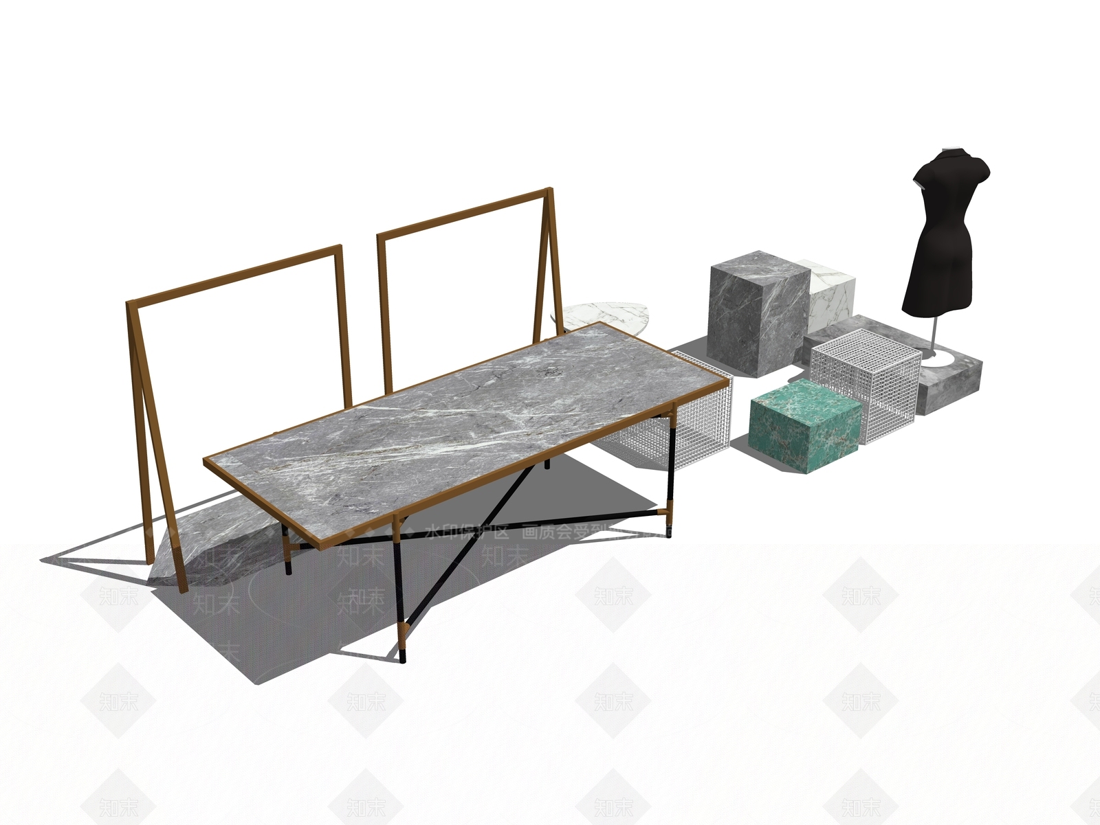 现代服装展示架SU模型下载【ID:1100459093】