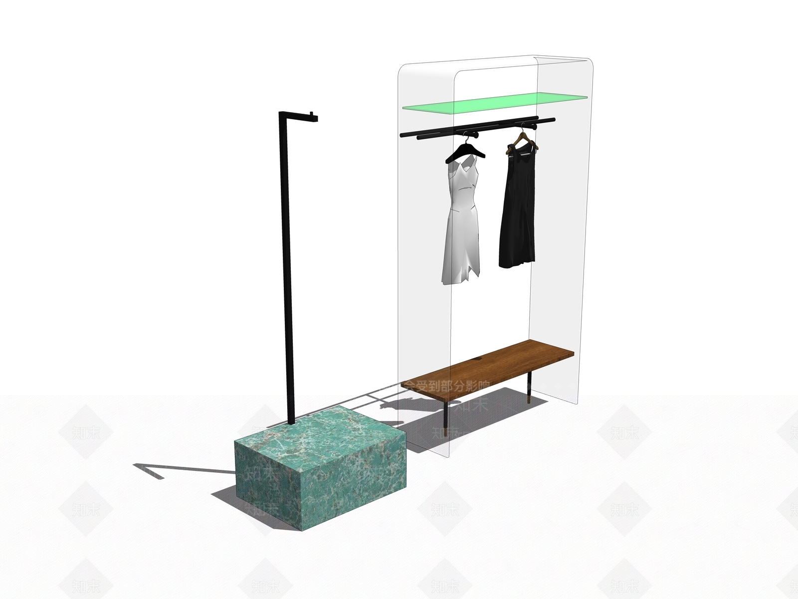 现代服装展示架SU模型下载【ID:1100459180】