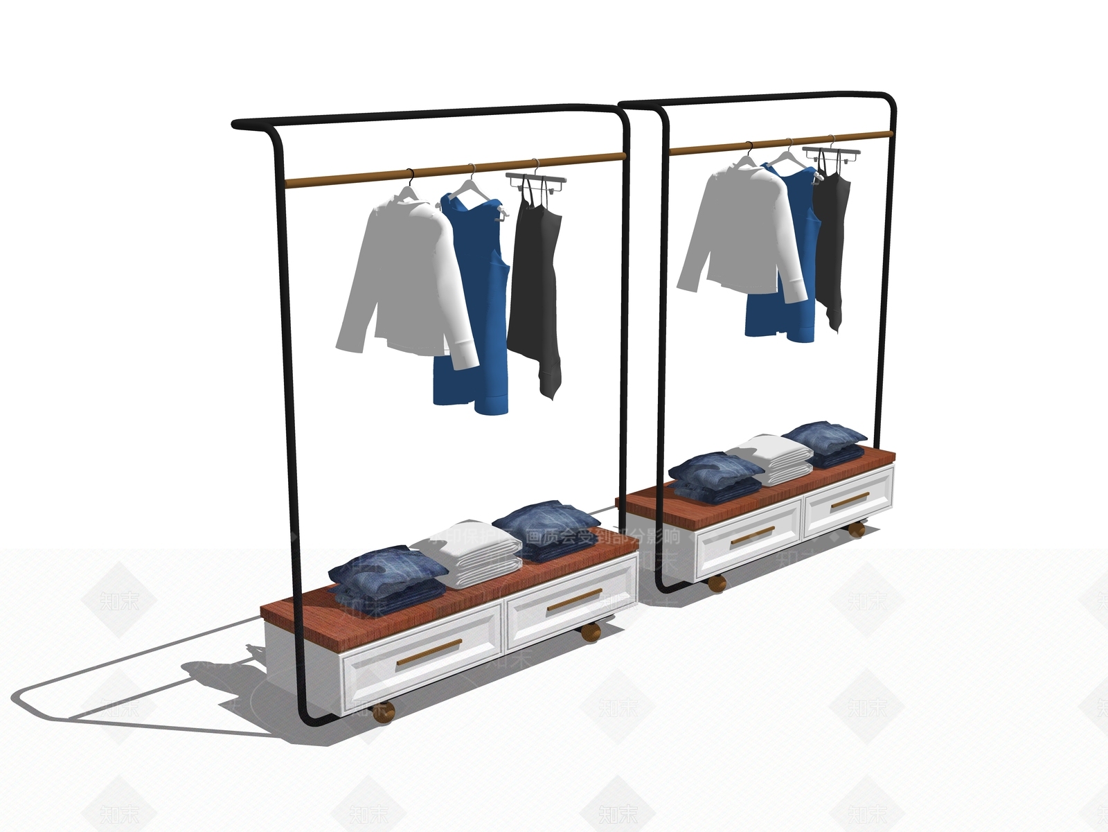 现代服装展示架SU模型下载【ID:1100459185】