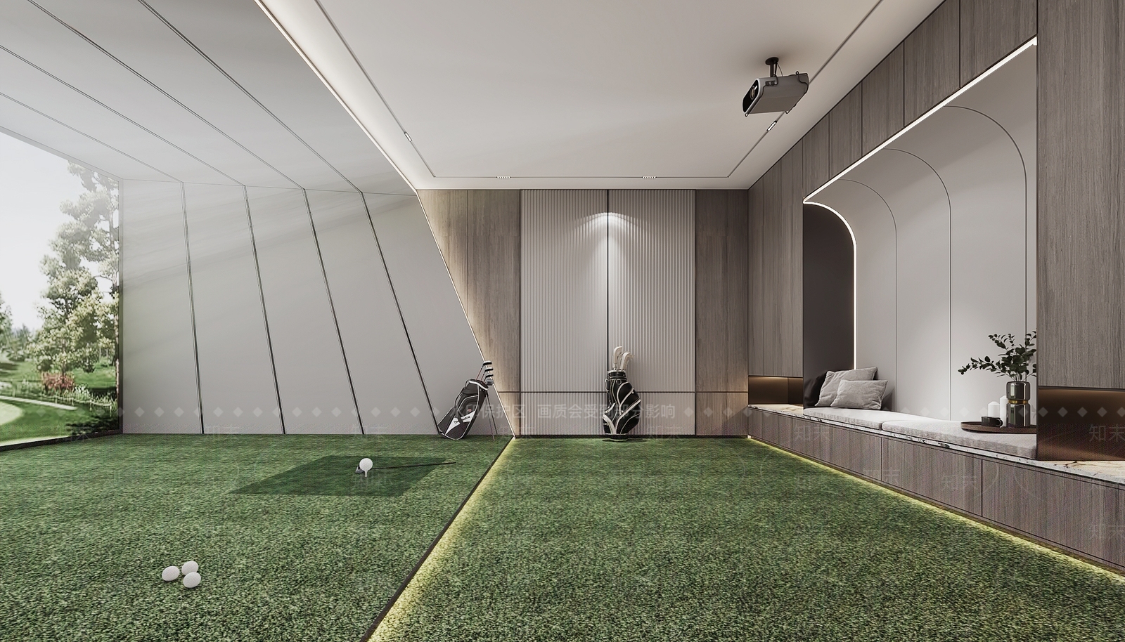 现代室内高尔夫球场3D模型下载【ID:1100465314】