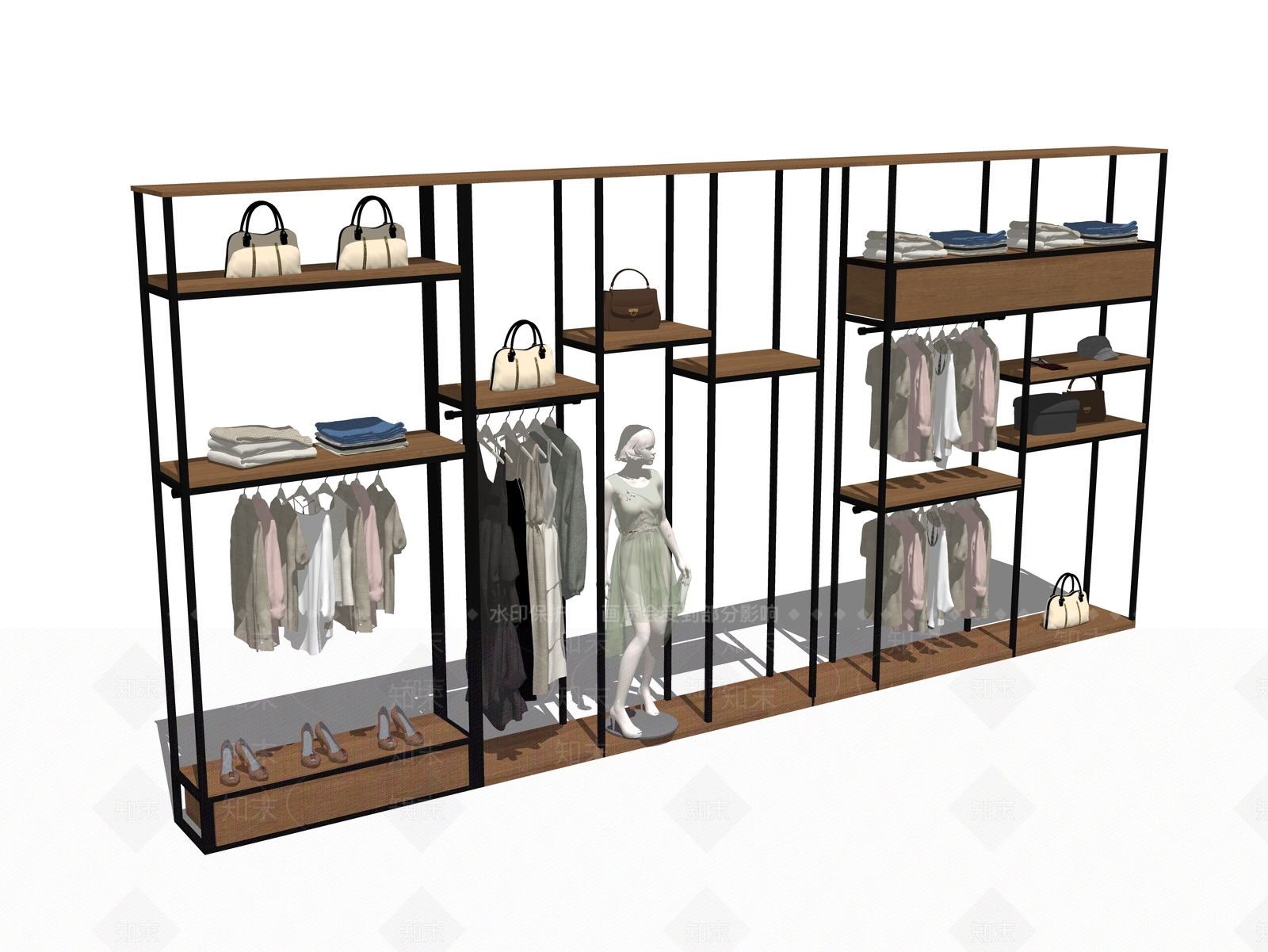 现代服装展示架SU模型下载【ID:1100466290】