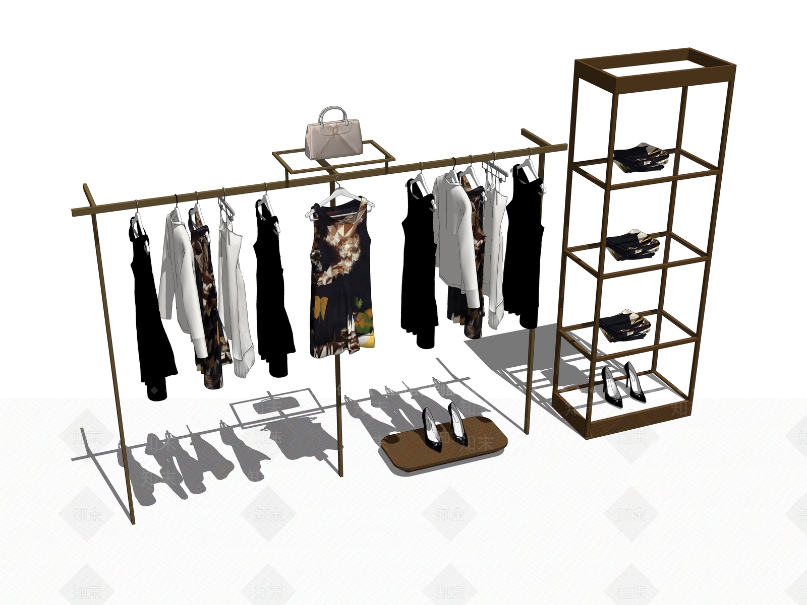 现代服装展示架SU模型下载【ID:1100467408】