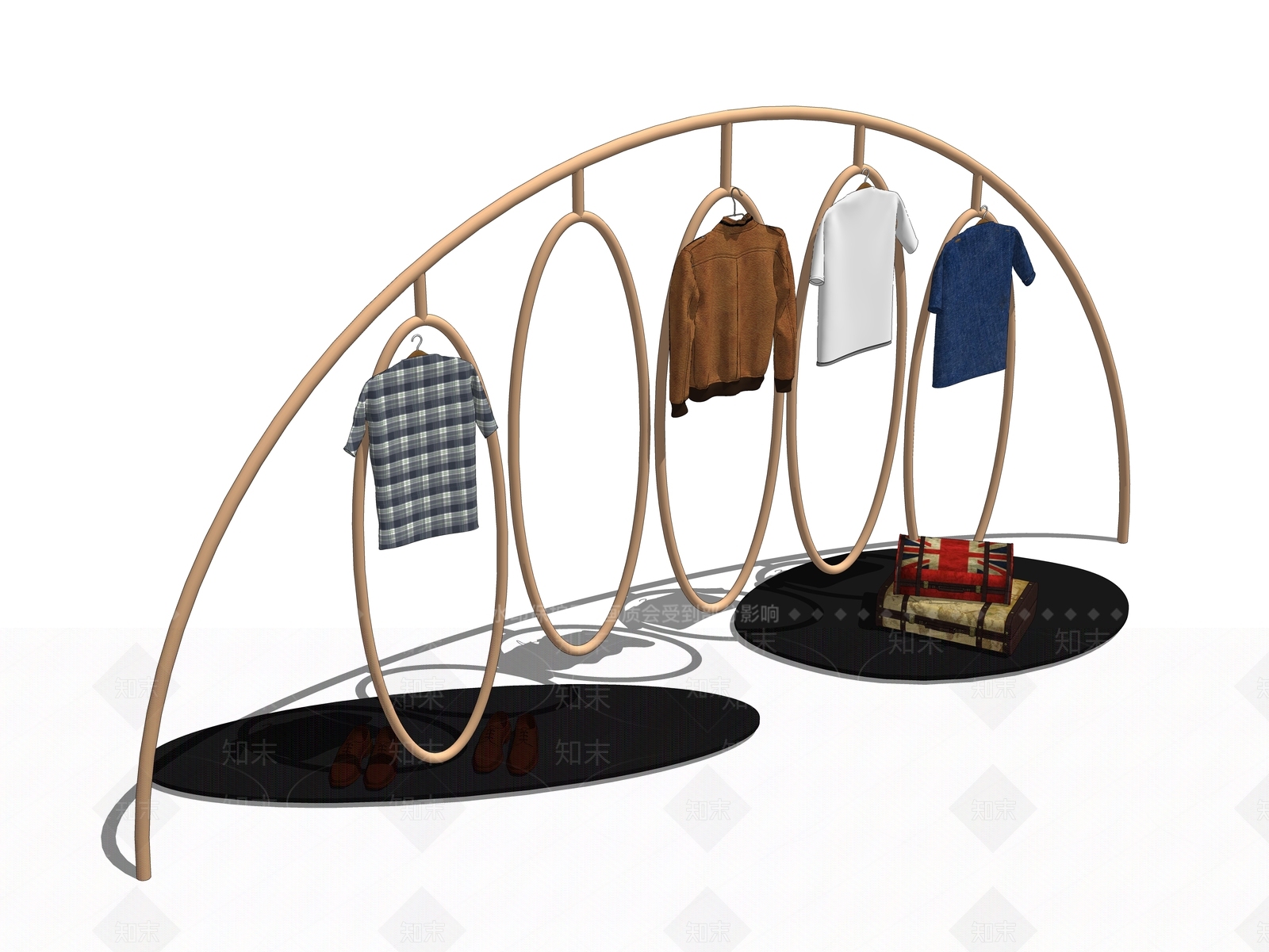 现代服装展示架SU模型下载【ID:1100467914】