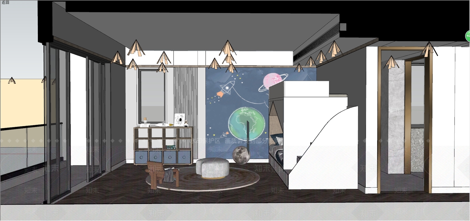 现代儿童房SU模型下载【ID:1100556715】