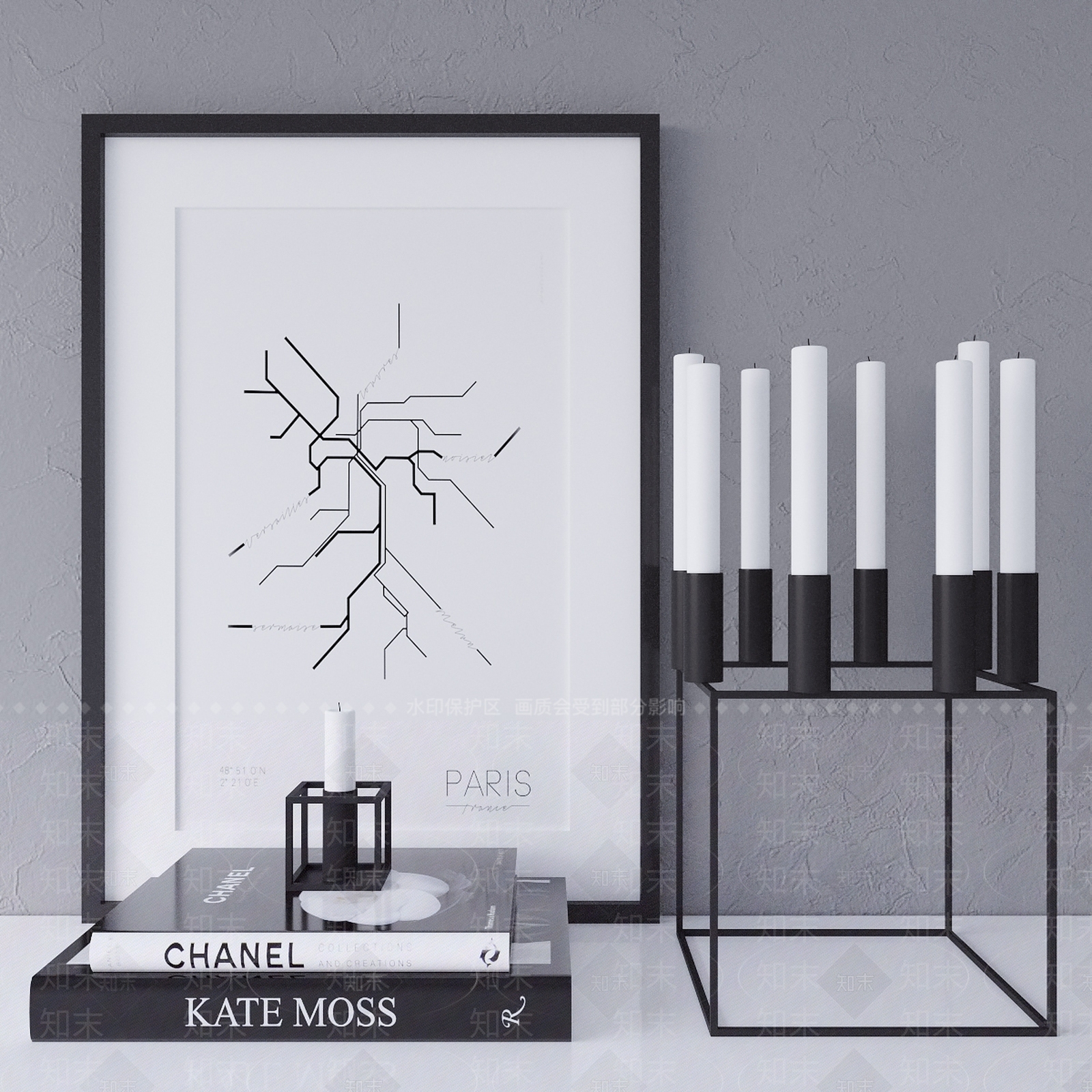 现代桌面饰品摆件组合3D模型下载【ID:1100475623】