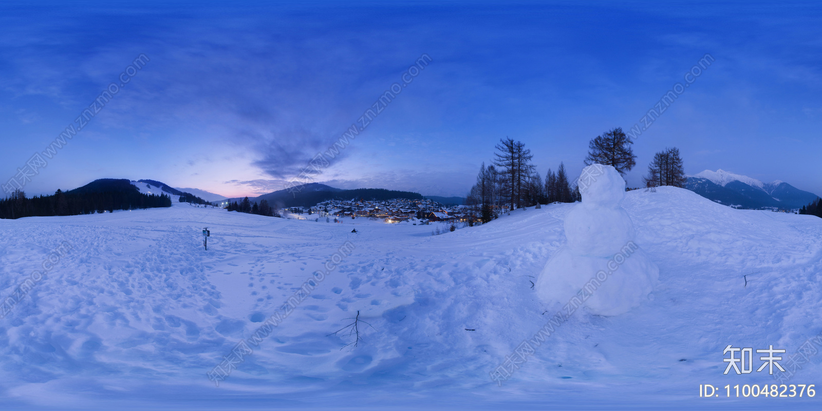 HDR北方雪景天空全景贴图下载【ID:1100482376】