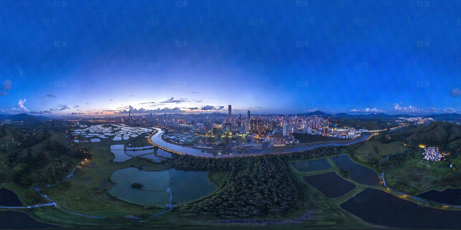 HDR夜空科技城市全景贴图下载【ID:1100484576】