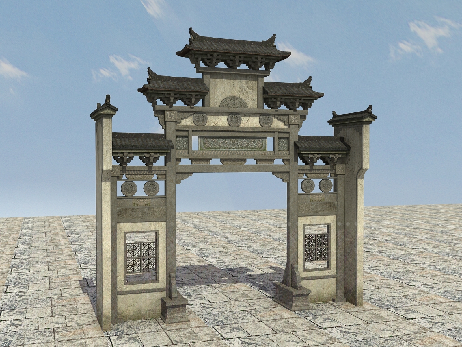 新中式牌楼3D模型下载【ID:1100487619】