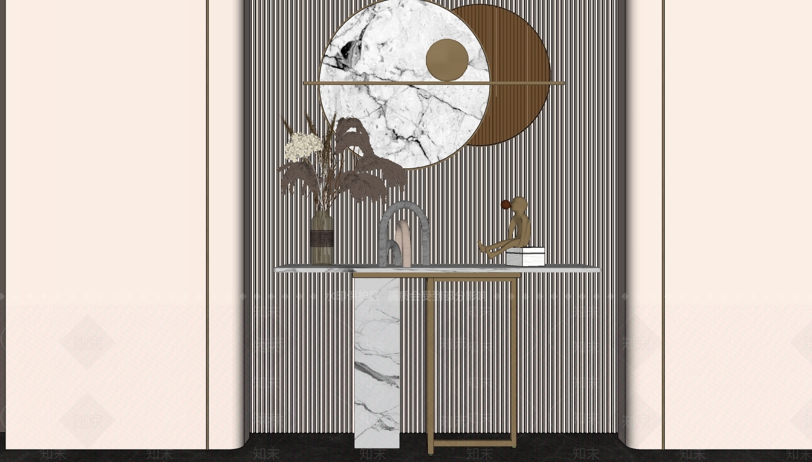 现代端景条案SU模型下载【ID:1100491327】