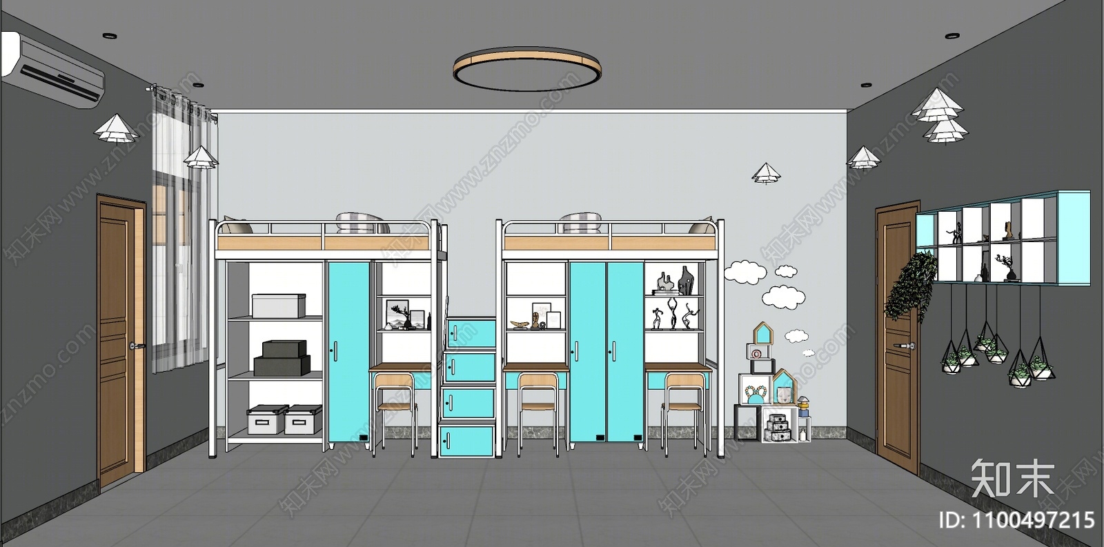 现代学校宿舍SU模型下载【ID:1100497215】