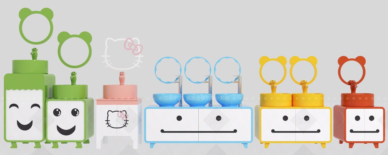 现代儿童洗手台盆3D模型下载【ID:1100503544】