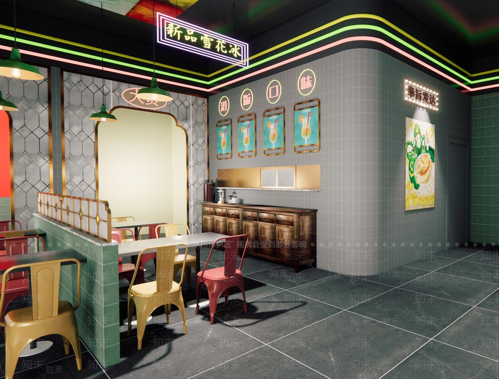 现代港式快餐店SU模型下载【ID:1100504747】