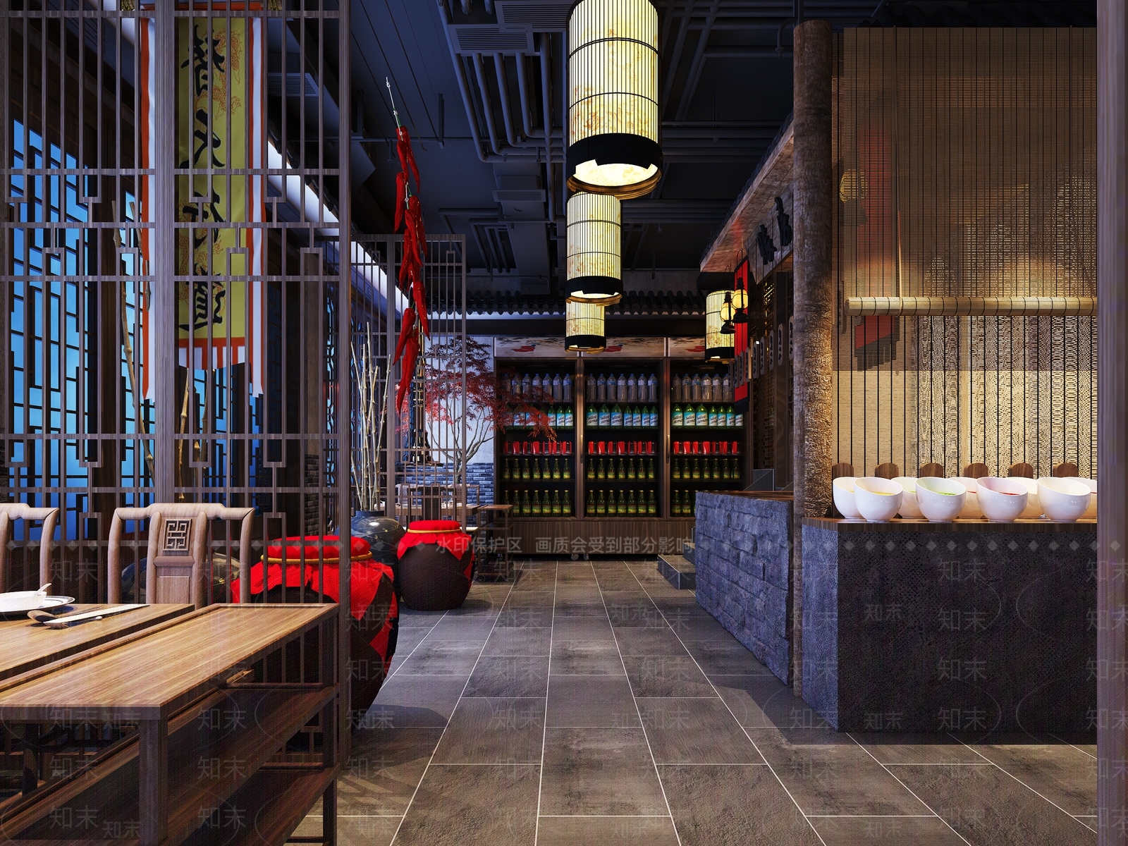 中式火锅店3D模型下载【ID:1100508195】_知末3d模型网