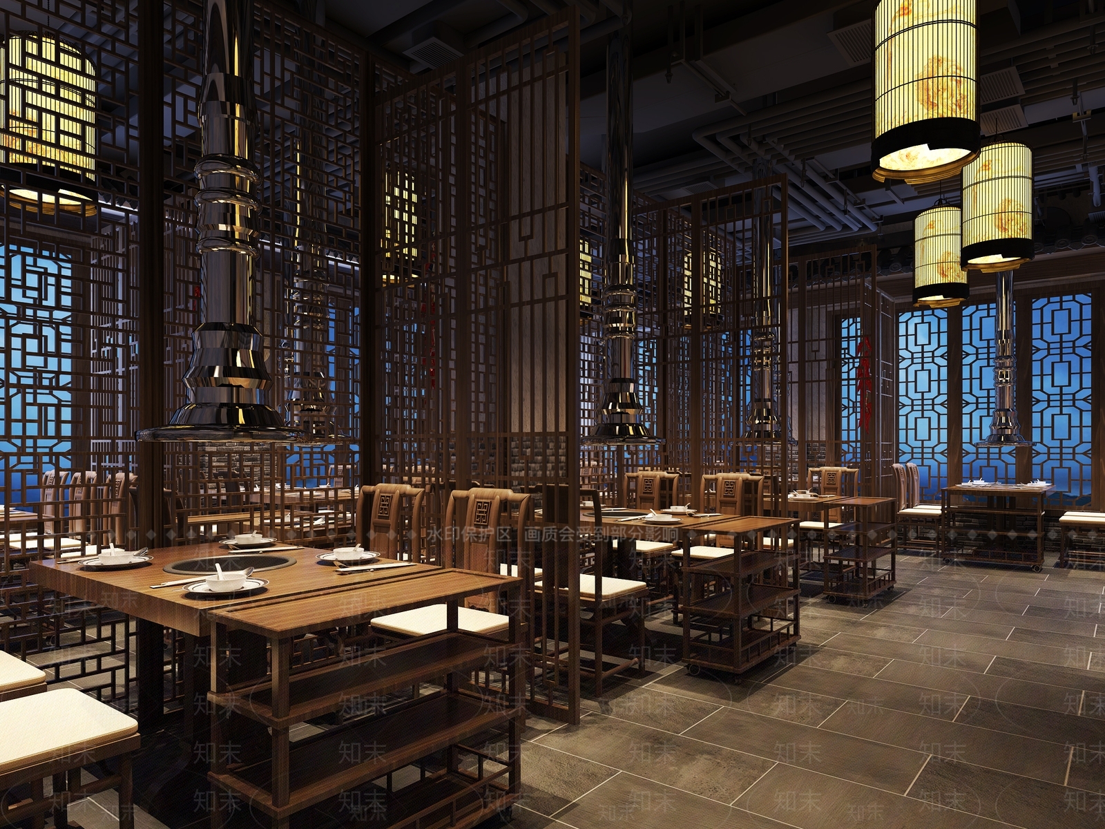 中式火锅店3D模型下载【ID:1100508195】