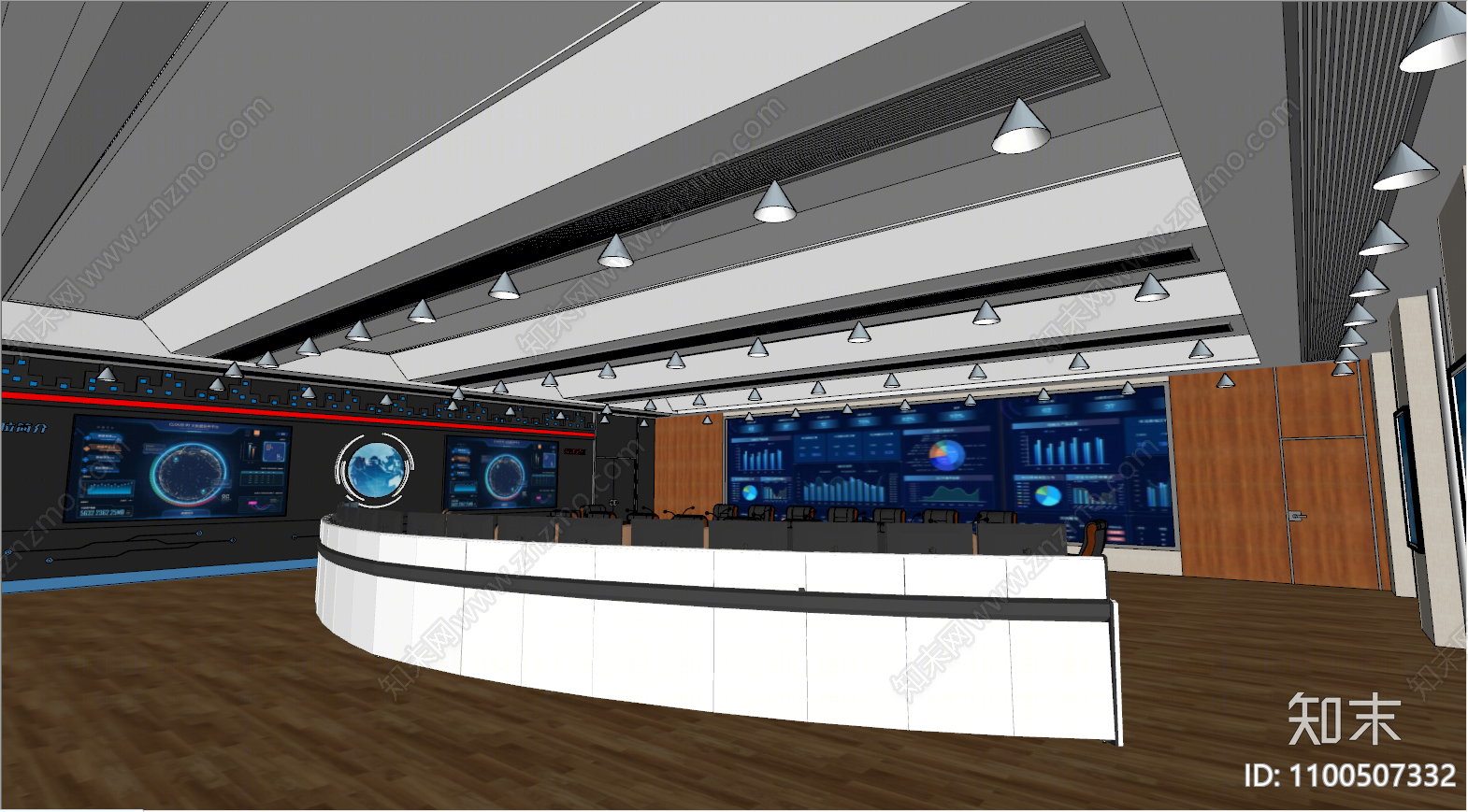 现代指挥中心SU模型下载【ID:1100507332】