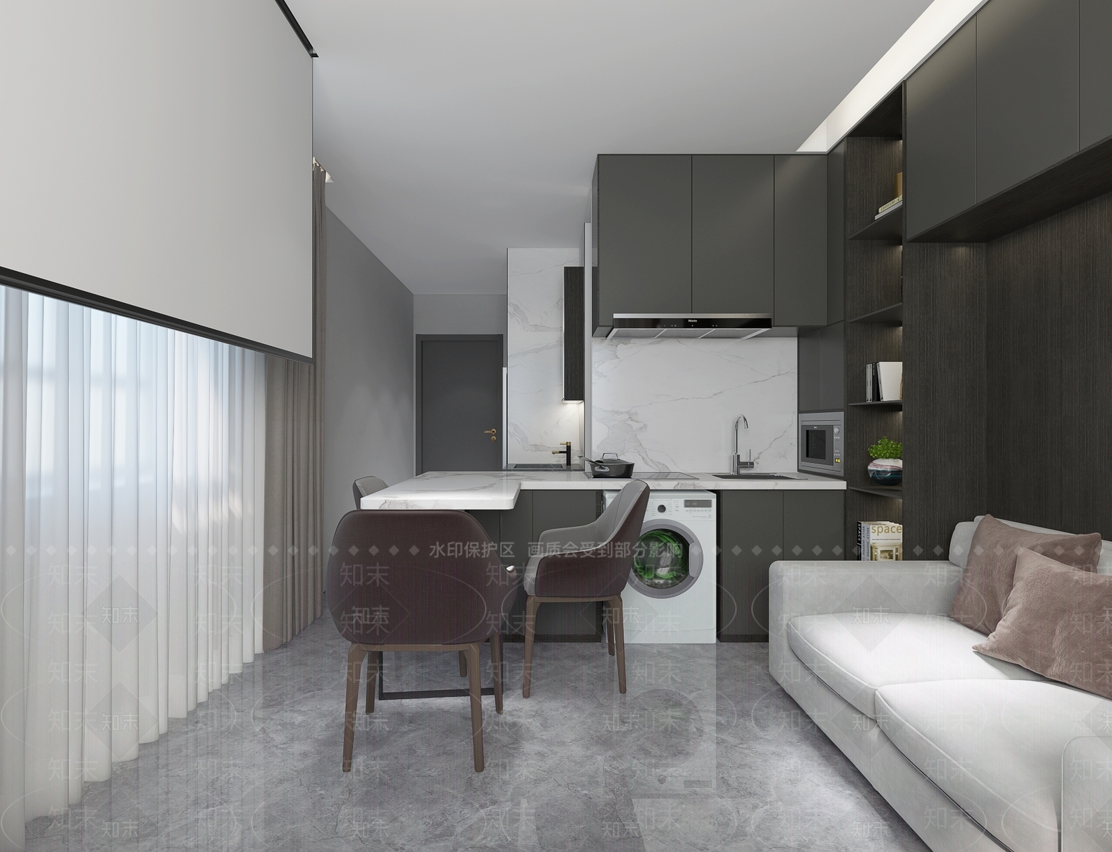 现代单身公寓3D模型下载【ID:1100509343】