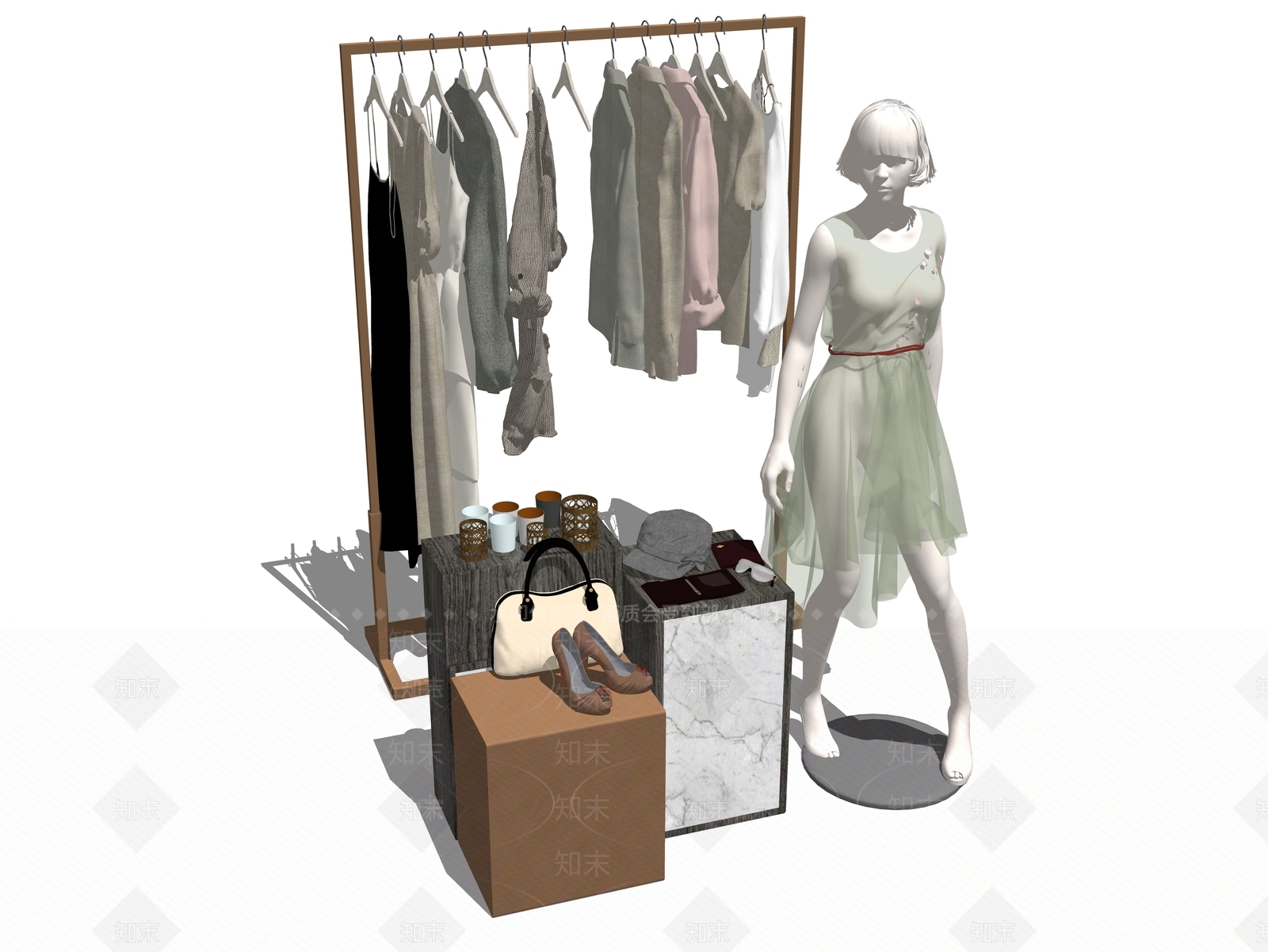 现代服装展架SU模型下载【ID:1100510978】