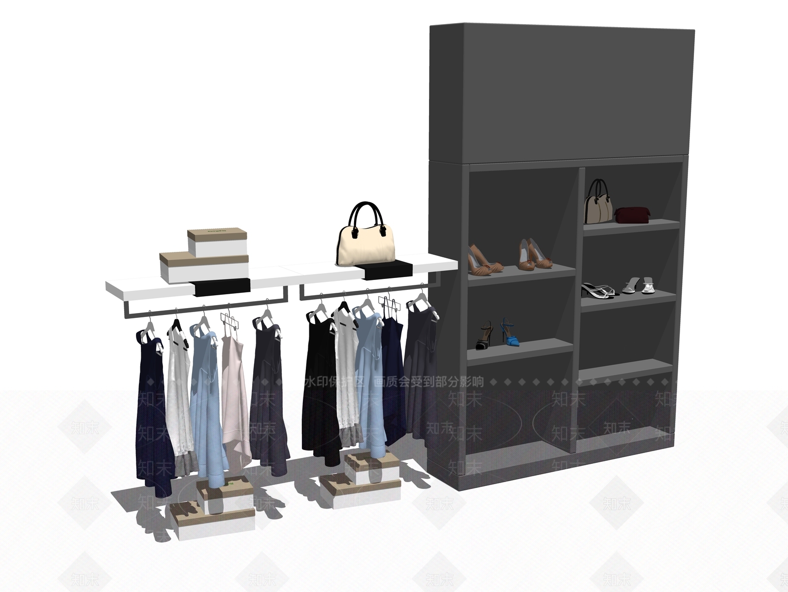 现代服装展架SU模型下载【ID:1100513762】