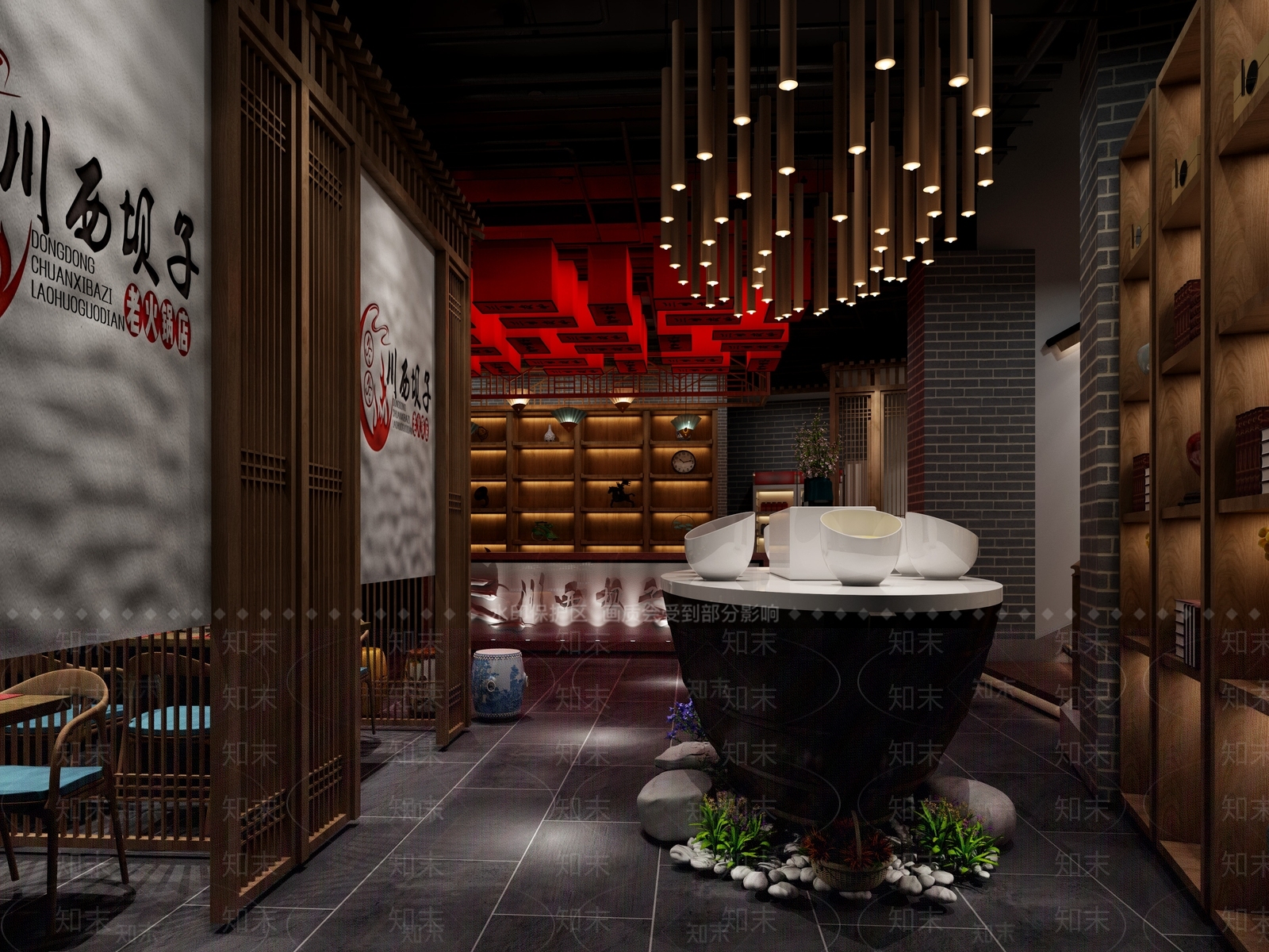 新中式火锅店3D模型下载【ID:1100515869】