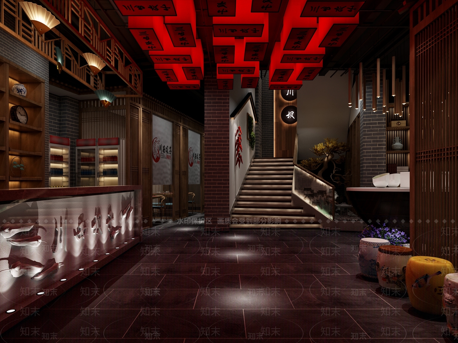新中式火锅店3D模型下载【ID:1100515869】