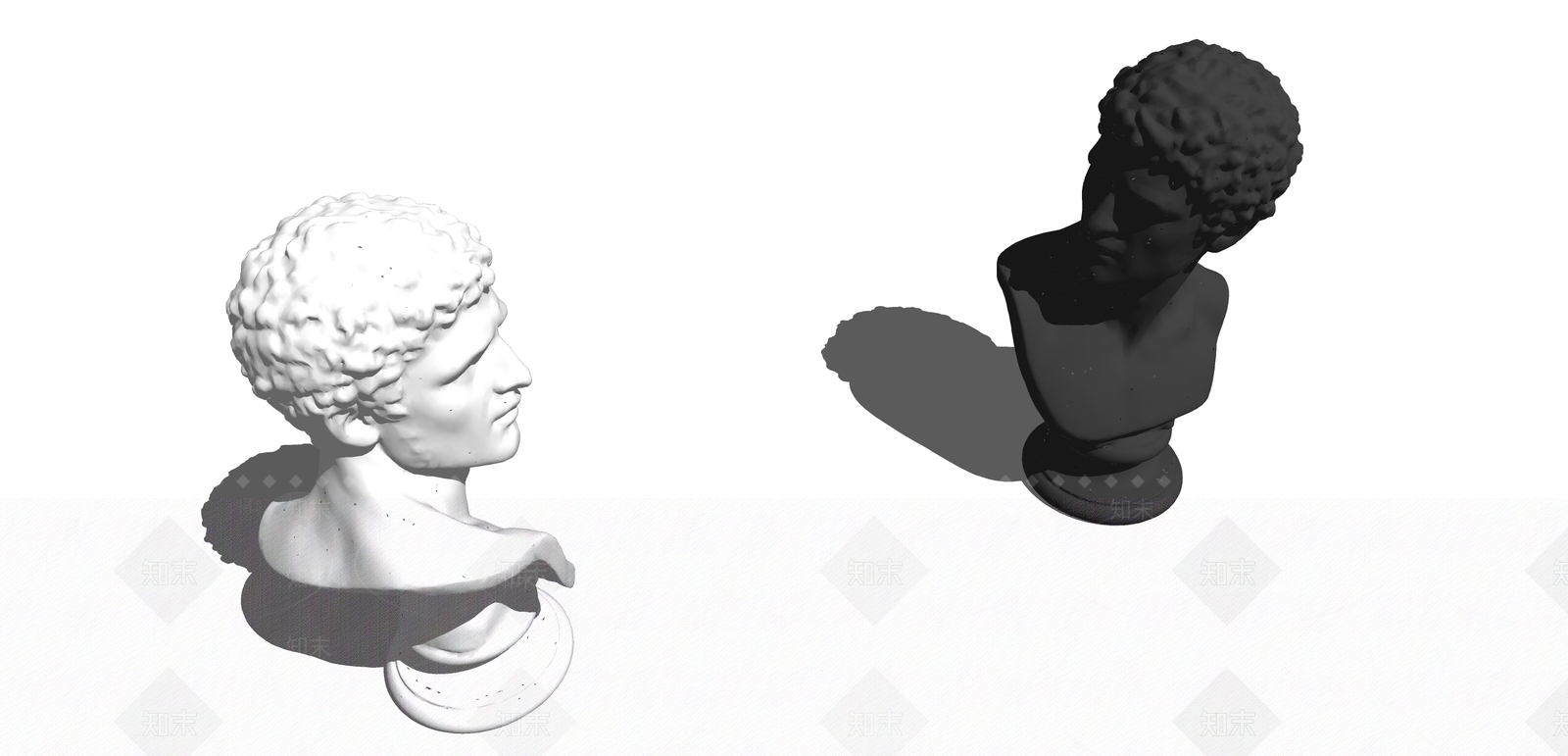 现代大卫石膏雕塑SU模型下载【ID:1100516522】