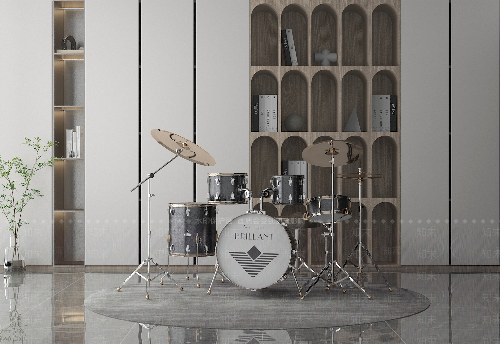 现代架子鼓3D模型下载【ID:1100528542】