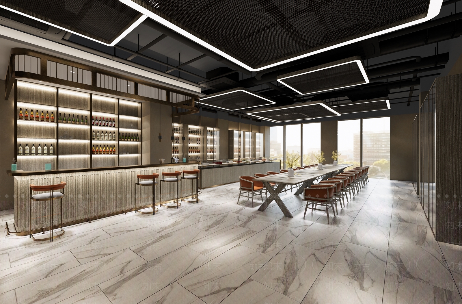 现代其他酒店空间SU模型下载【ID:1100530283】