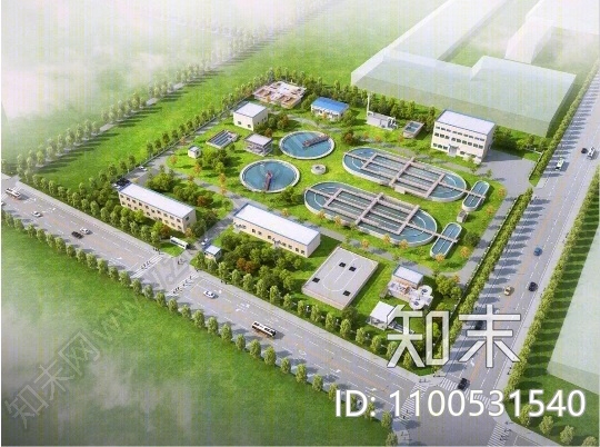 现代其他工业建筑污水厂工厂SU模型下载【ID:1100531540】