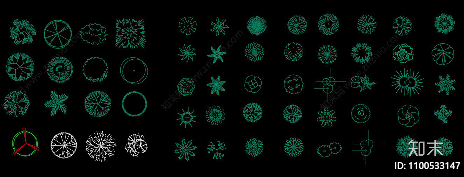 景观植物cad施工图下载【ID:1100533147】