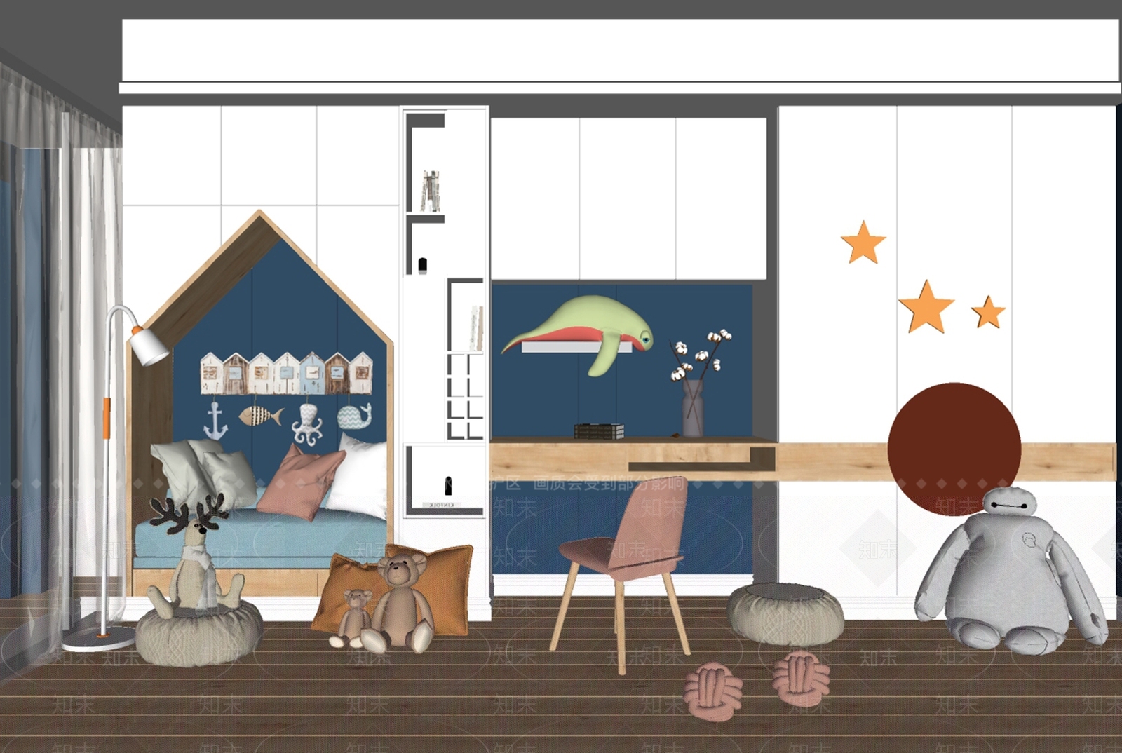 北欧儿童房SU模型下载【ID:1100537239】