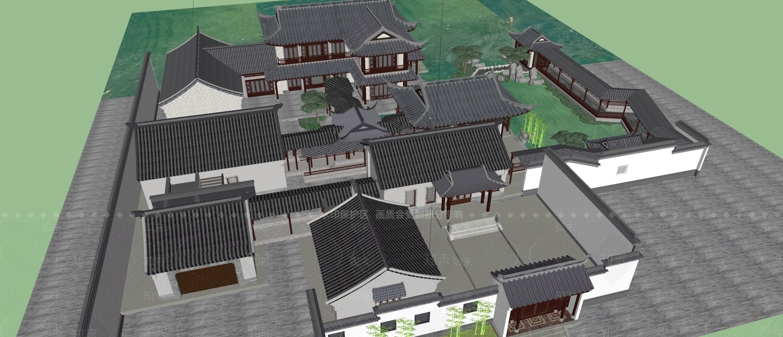 中式四合院SU模型下载【ID:1100550961】