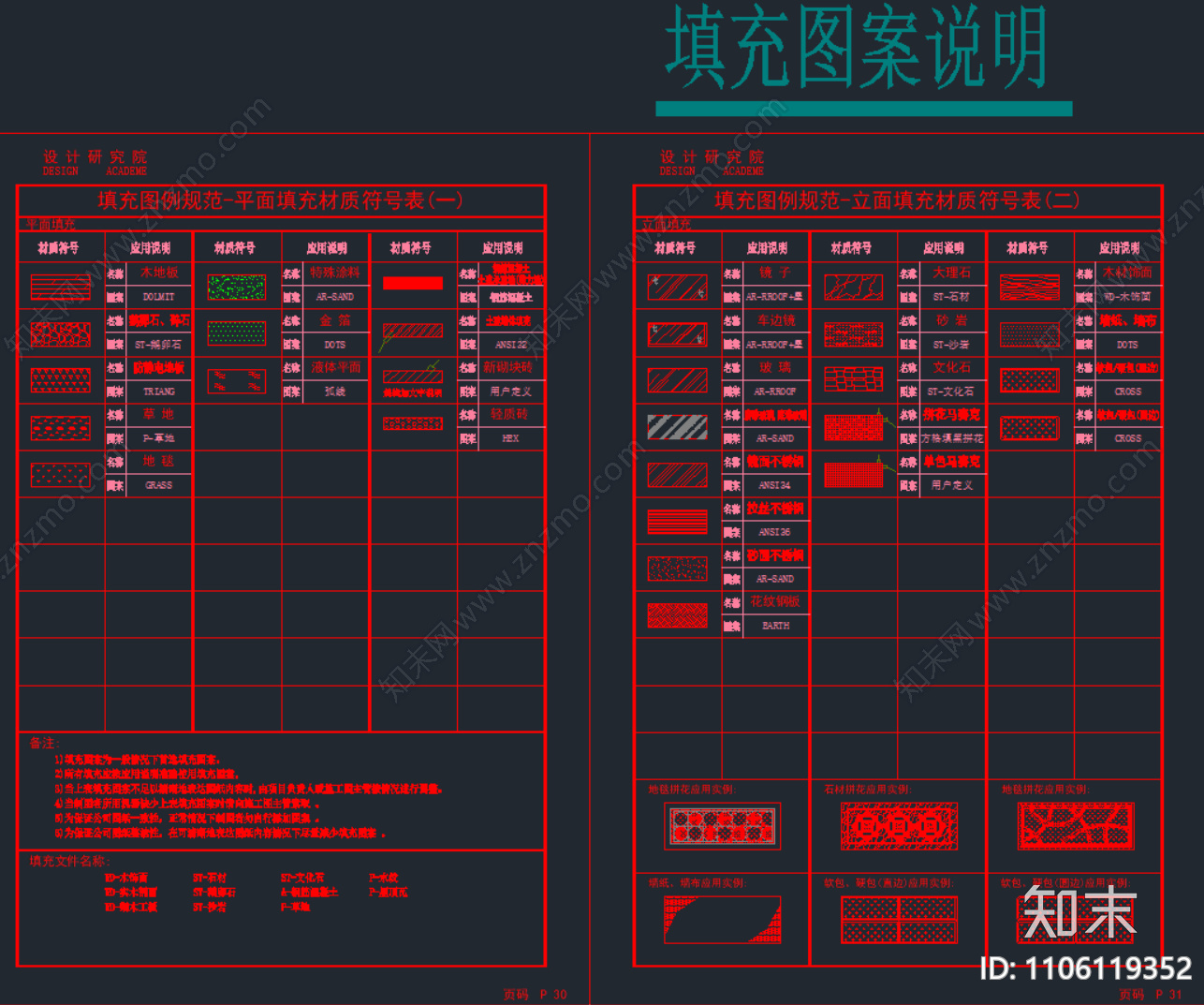 填充图例线型模型cad施工图下载【ID:1106119352】