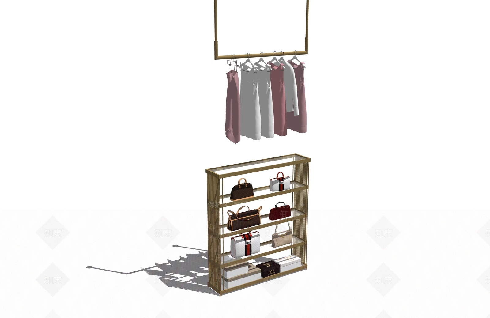 现代服装展示架SU模型下载【ID:1100561805】