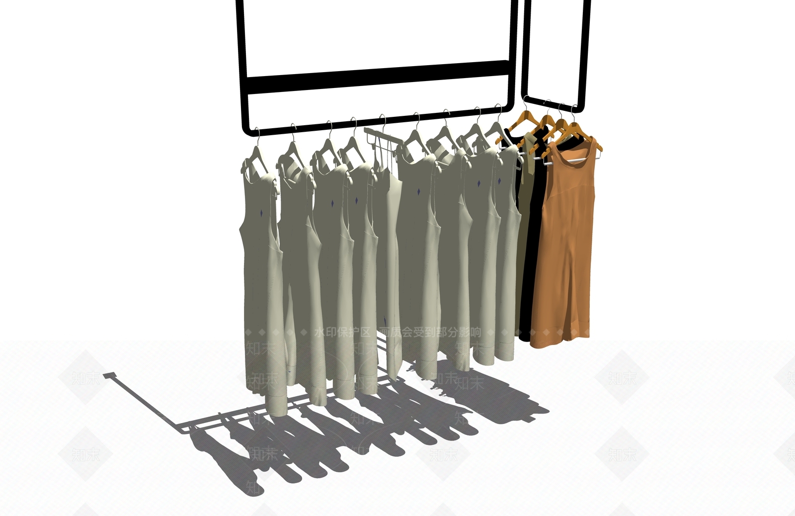 现代服装展示架SU模型下载【ID:1100562548】