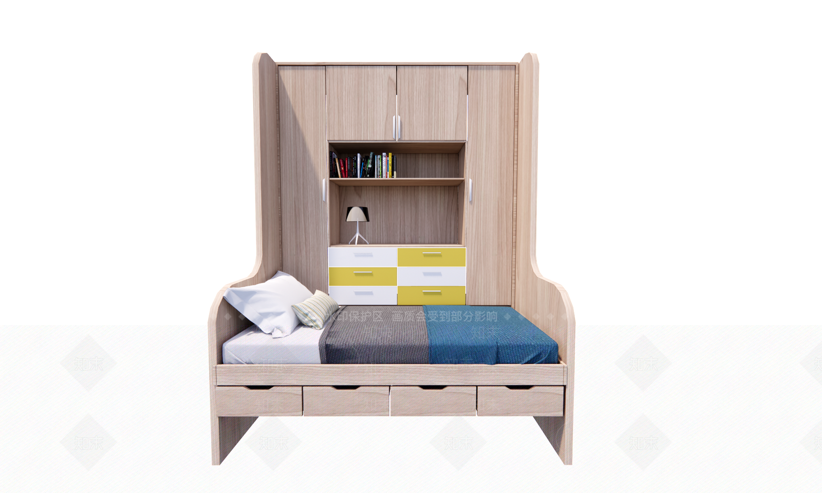 现代宿舍床铺SU模型下载【ID:1100562495】