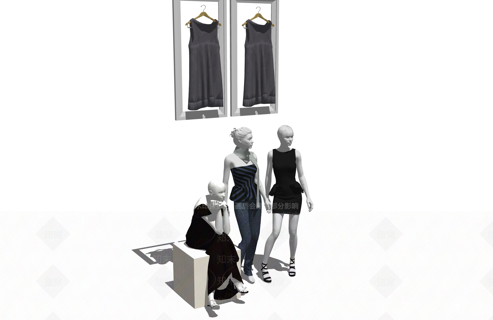 现代服装模特SU模型下载【ID:1100562905】