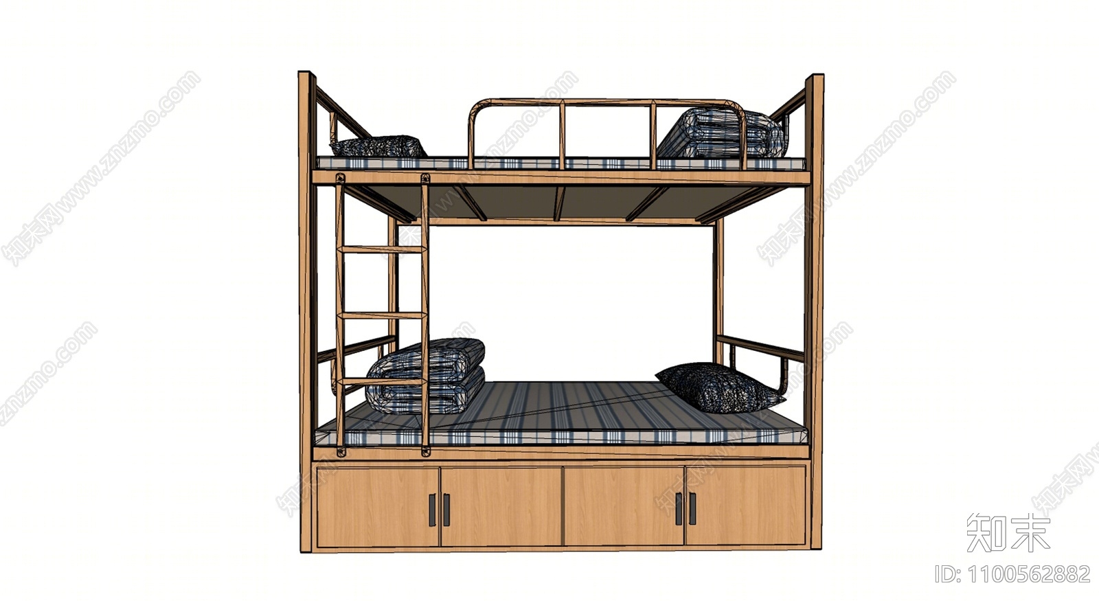 现代宿舍上下铺SU模型下载【ID:1100562882】