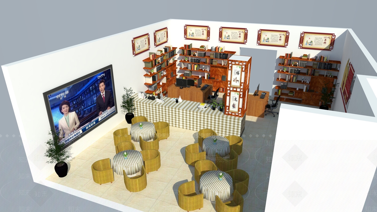 中式办公室SU模型下载【ID:1100563733】