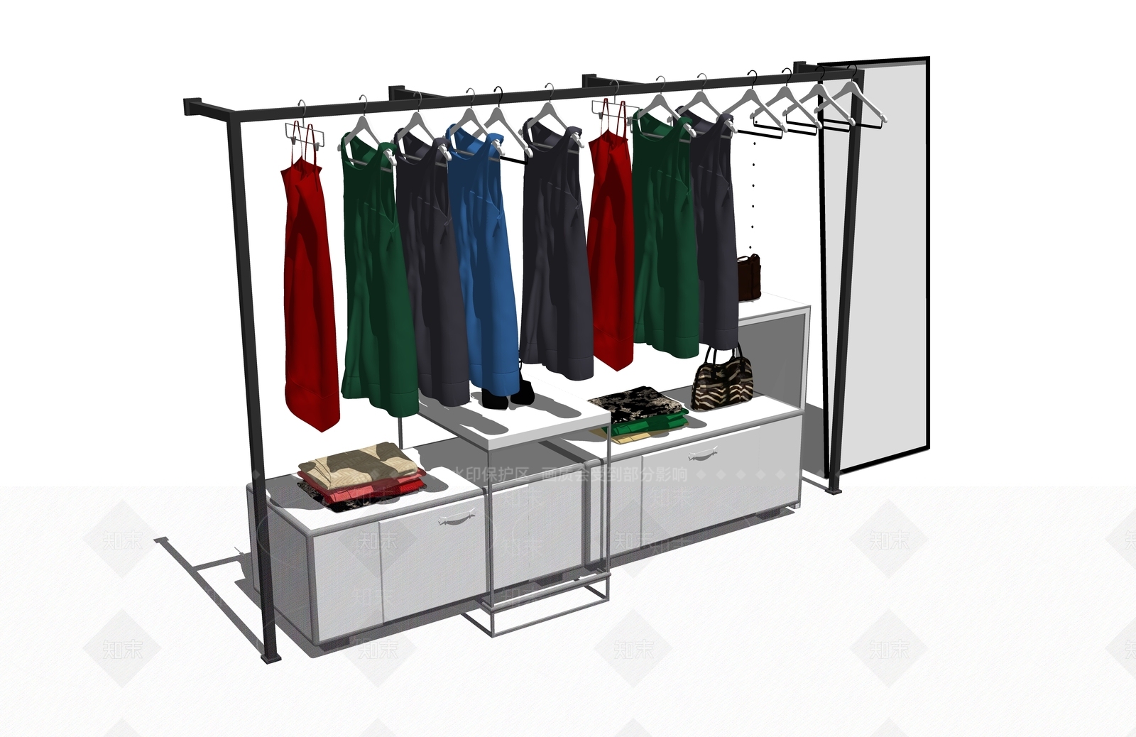 现代服装展示架SU模型下载【ID:1100565000】