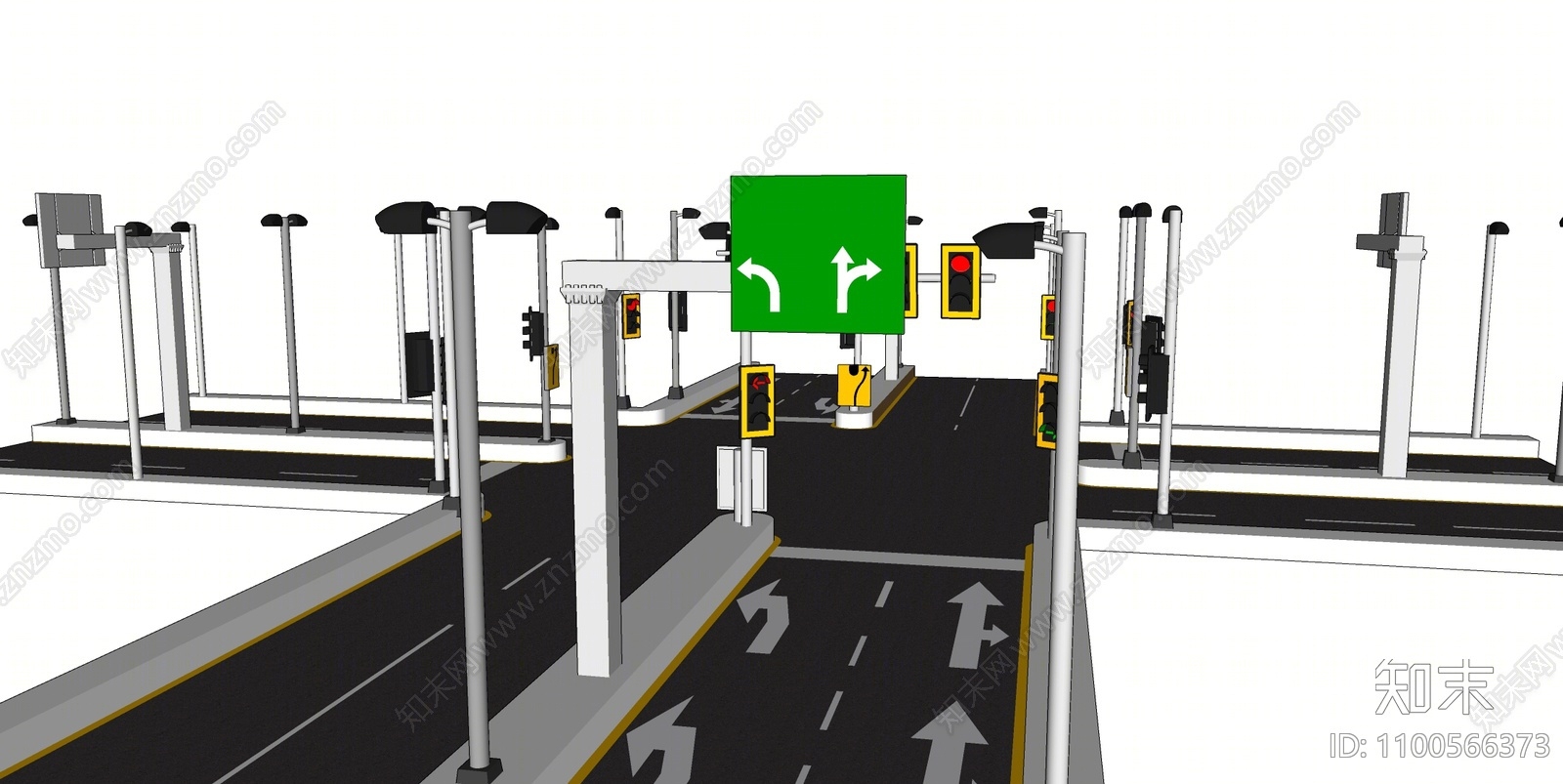 现代交通信号灯SU模型下载【ID:1100566373】