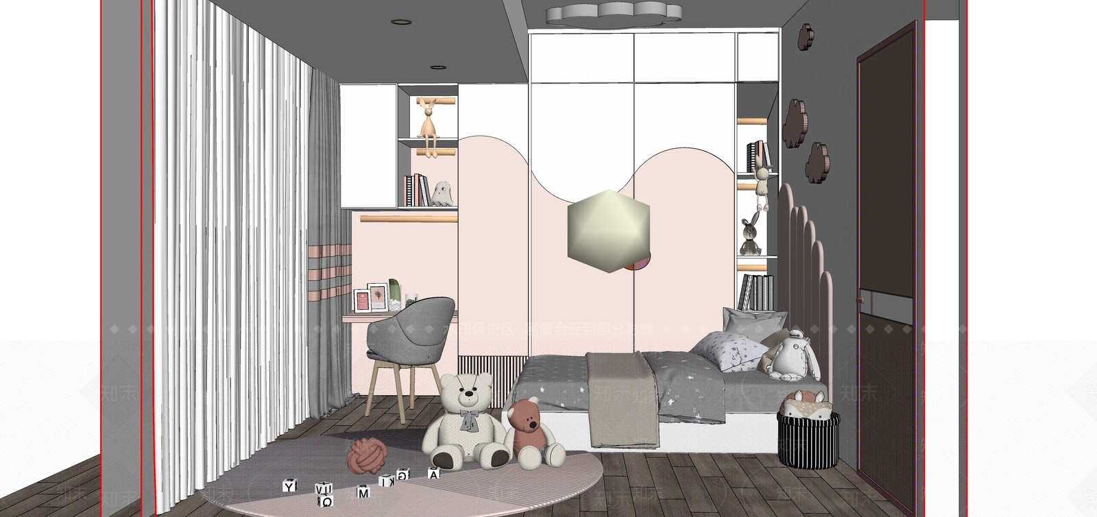 现代儿童房SU模型下载【ID:1100566564】