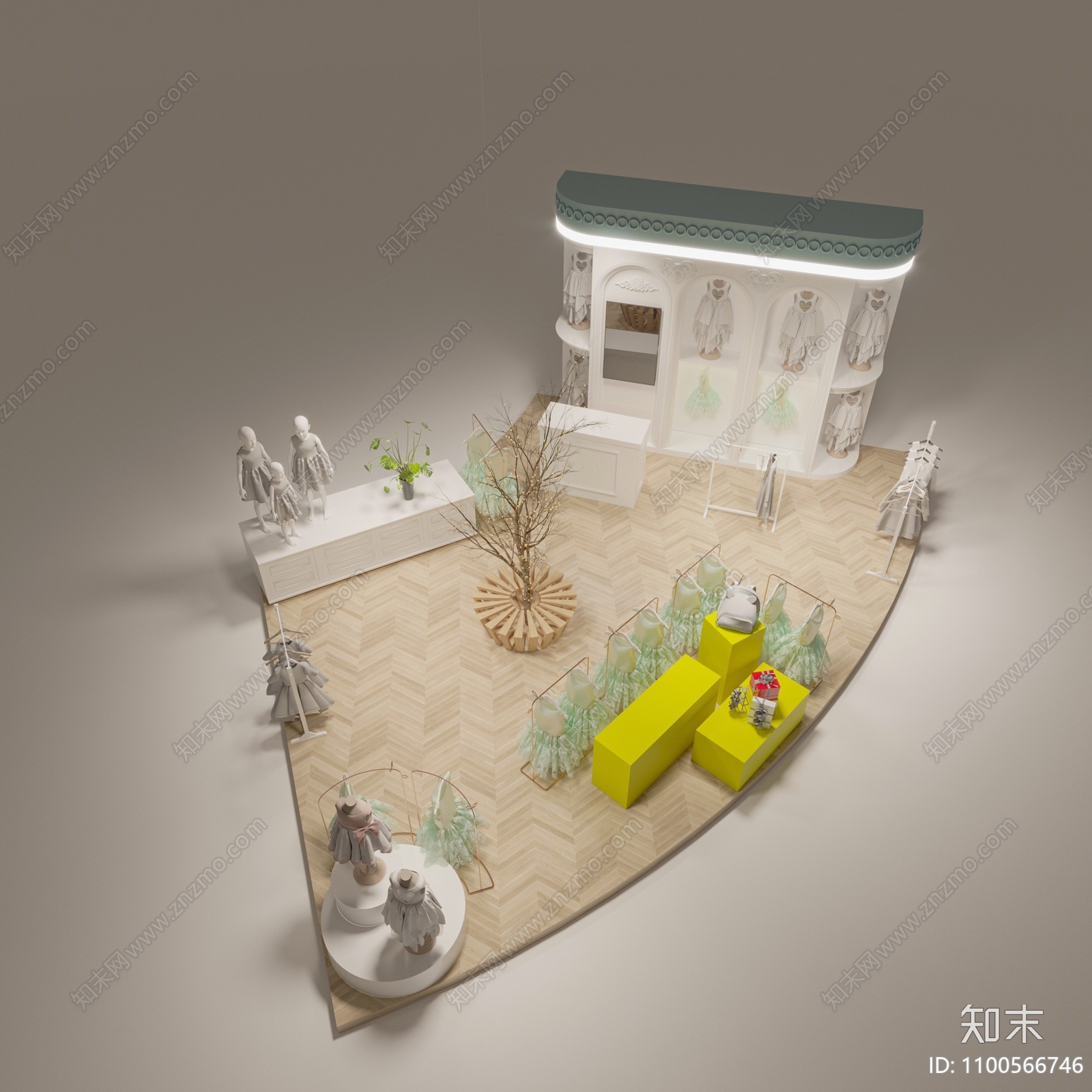 现代儿童服装鞋店3D模型下载【ID:1100566746】