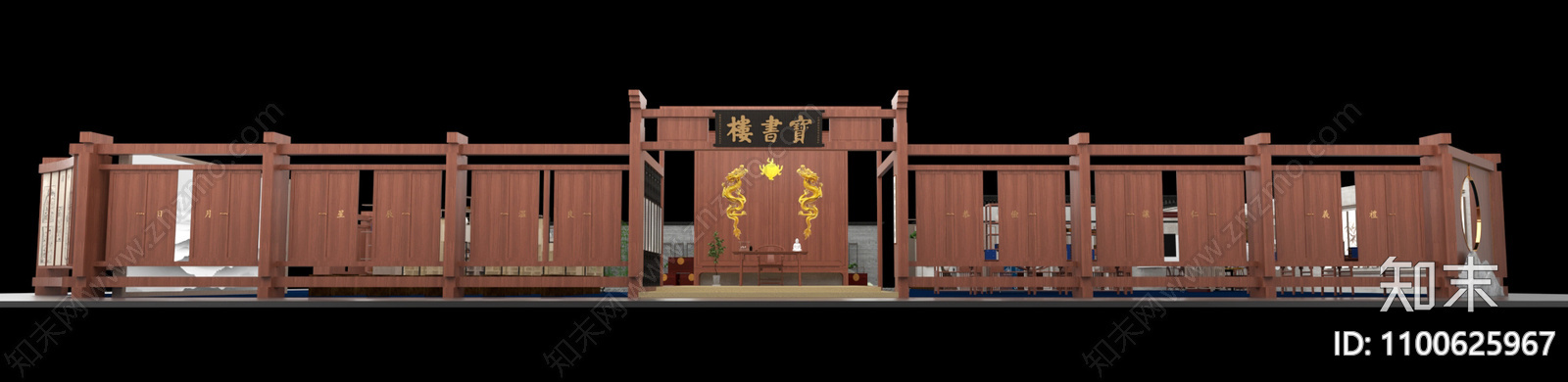 中式展台cad施工图下载【ID:1100625967】
