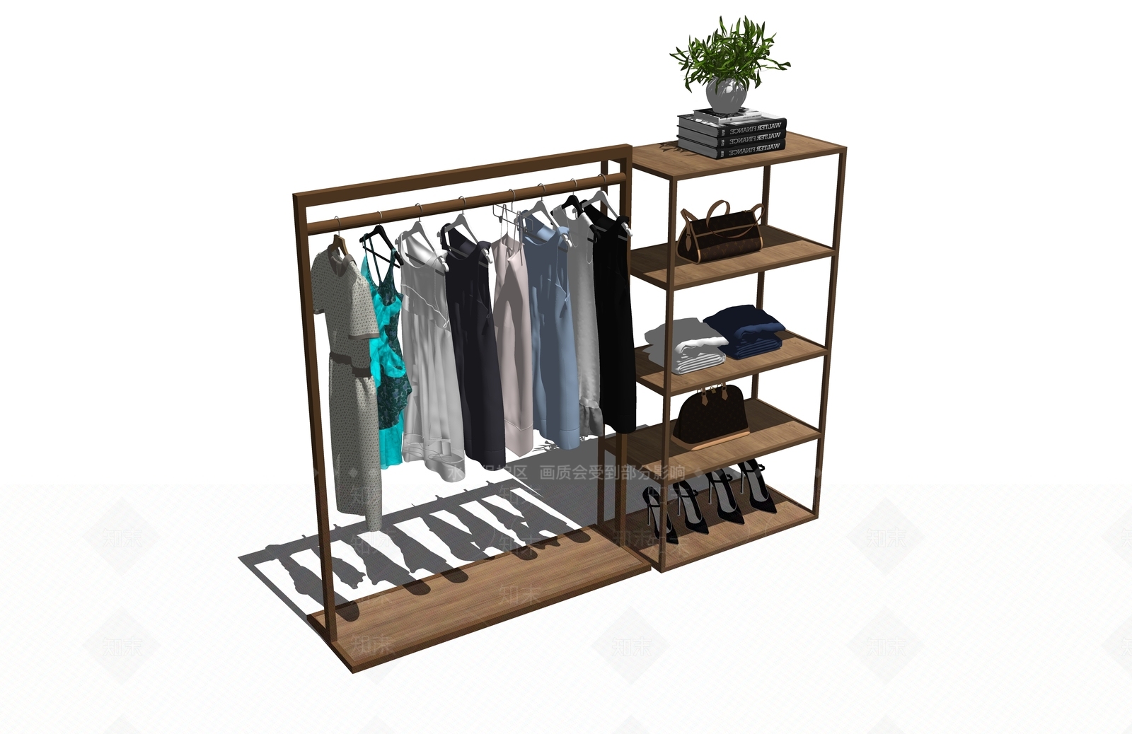 现代服装展示架SU模型下载【ID:1100583744】