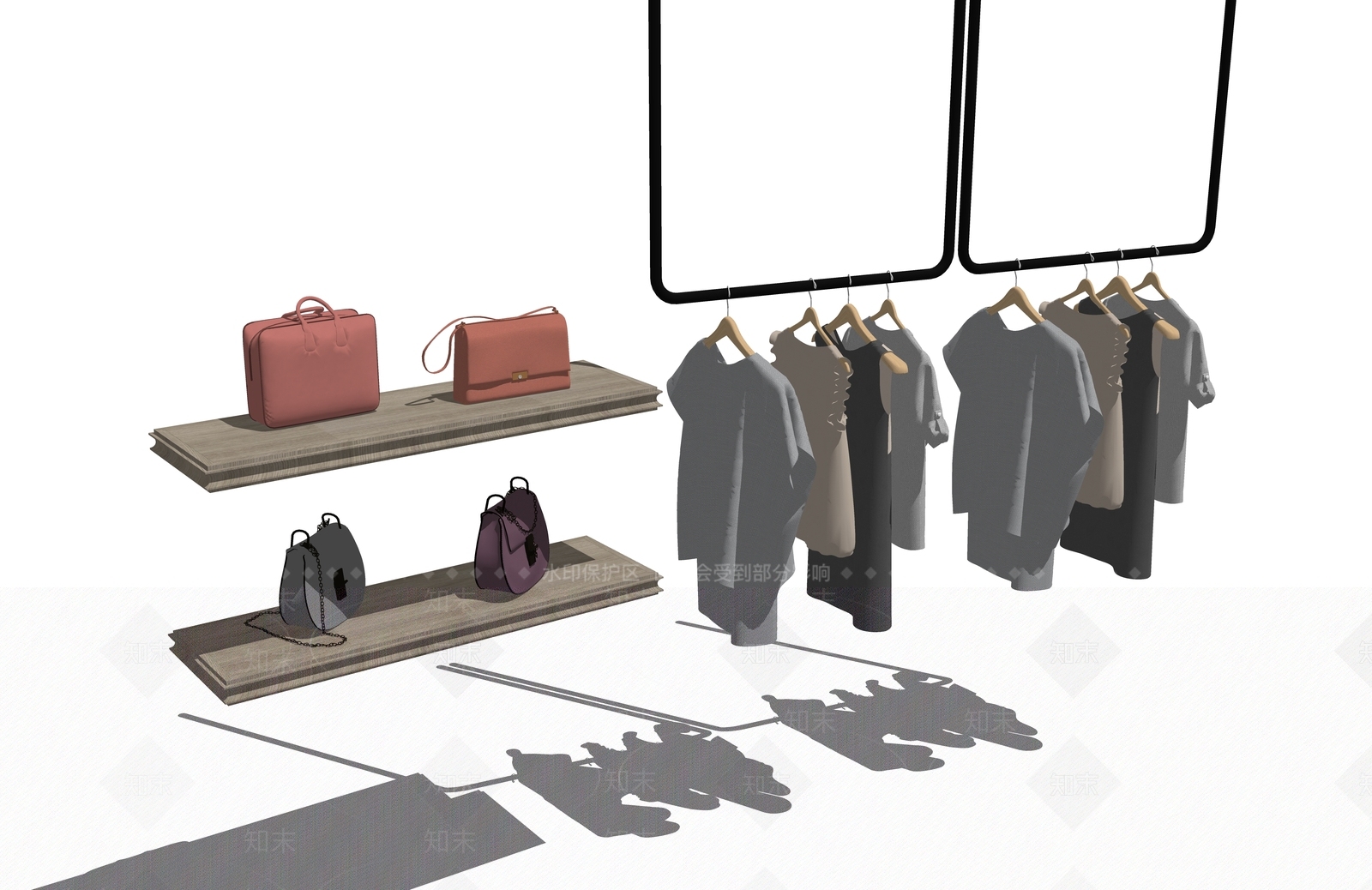 现代服装展示架SU模型下载【ID:1100584015】