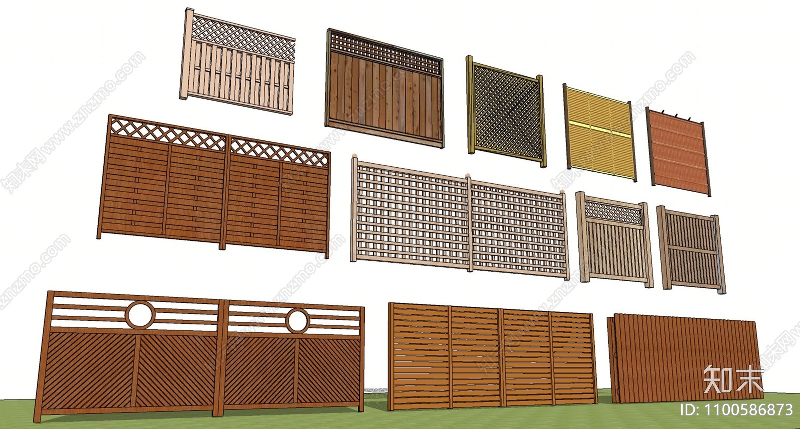 现代庭院木围栏SU模型下载【ID:1100586873】
